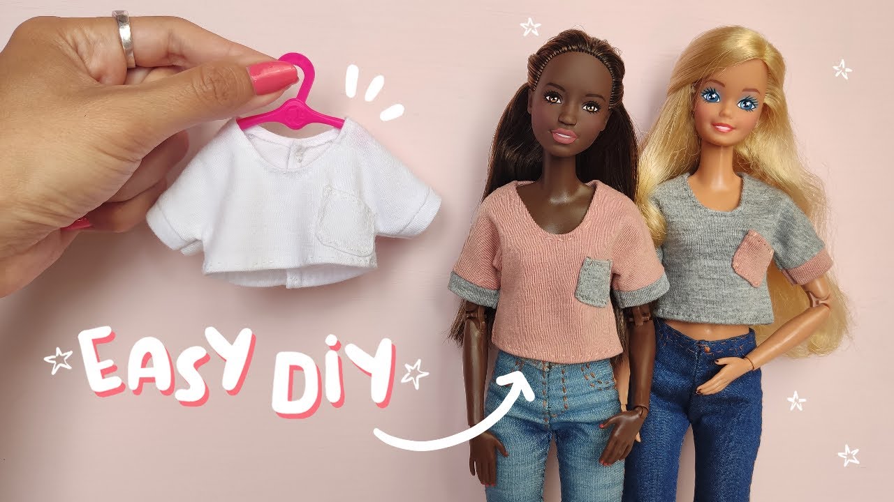 ✂️EASY DIY Doll clothes: Tshirt with pocket🧵 Doll clothes patterns #diydollclothes #diydollcrafts