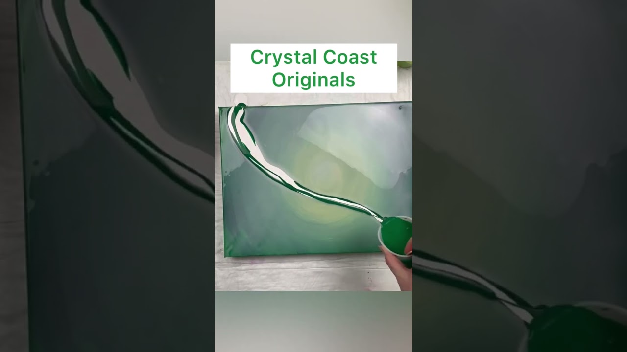 Green Abstract Gradient Background Dutch Pour Fluid Art Acrylic Pour Painting