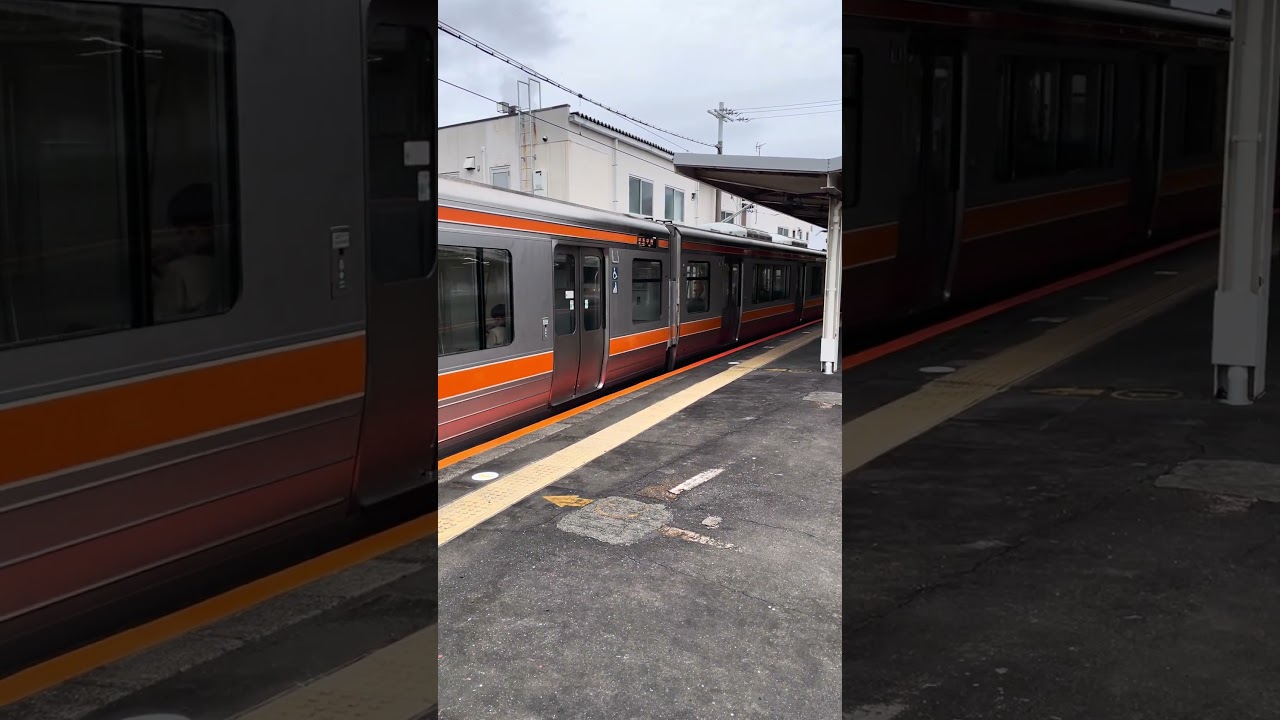 Local train of Japan Railways Tokai Minobu Line, series #313, leaving for Kofu station #Fuji station