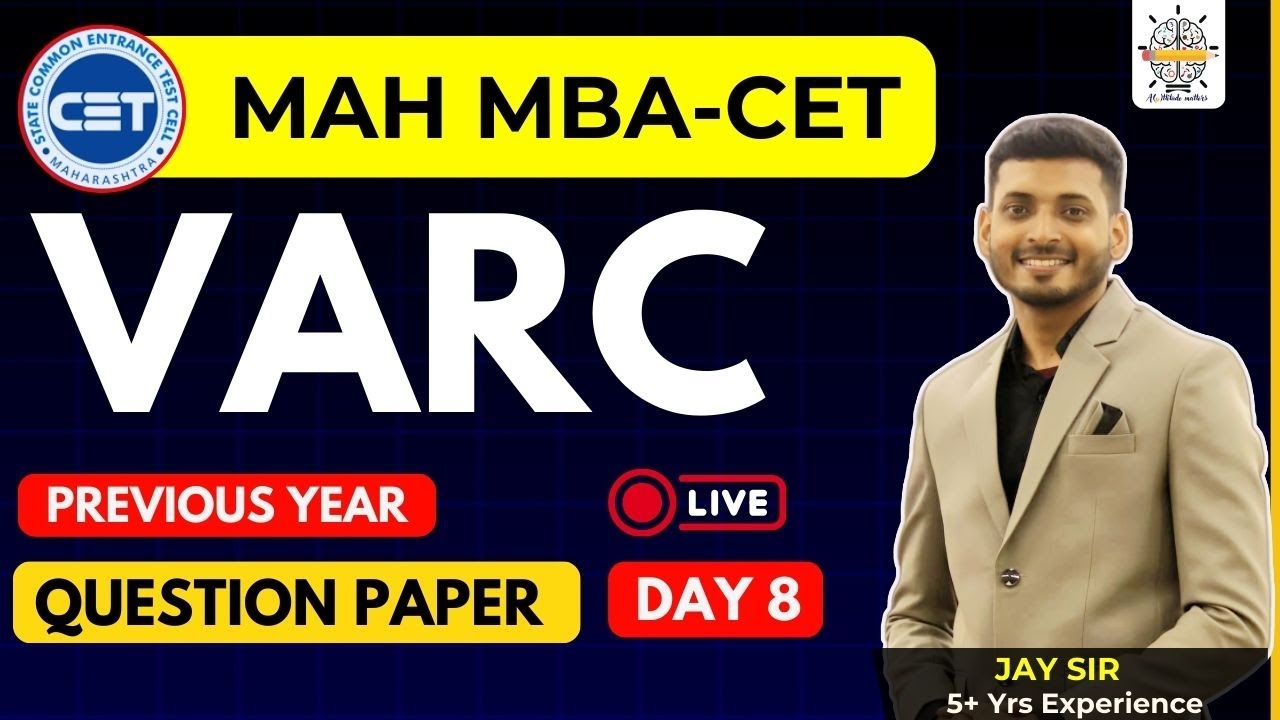 MAH MBA CET25 | DAY 08 | Previous Year Questions |  VARC AND ENGLISH  | By JAY SIR