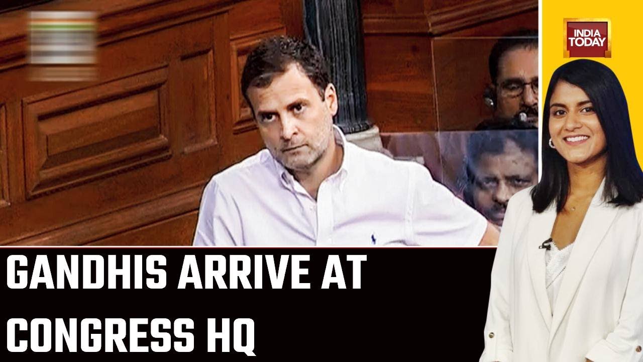 Rahul Gandhi At Congress Headquarters For Strategy Meet Over Disqualification