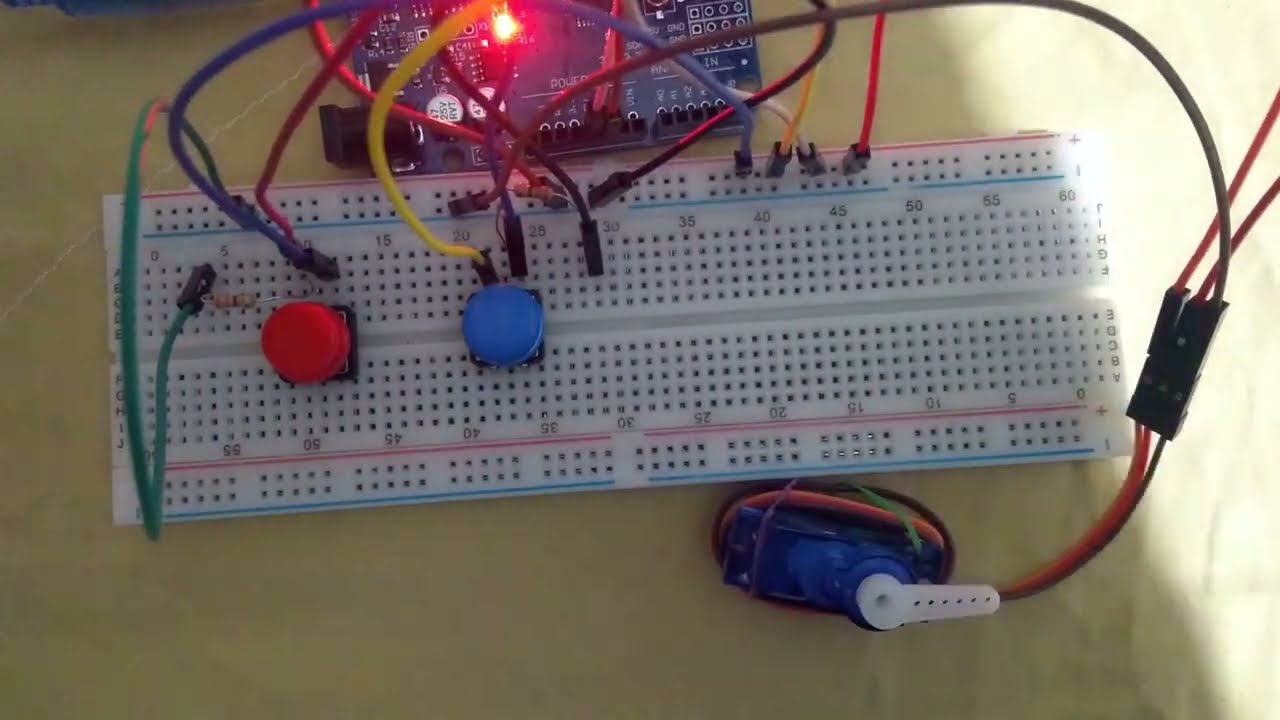 13. Örnek=TİNKERCAD İLE ARDUİNO İKİ BUTON İLE SERVO MOTOR KONTROLÜ