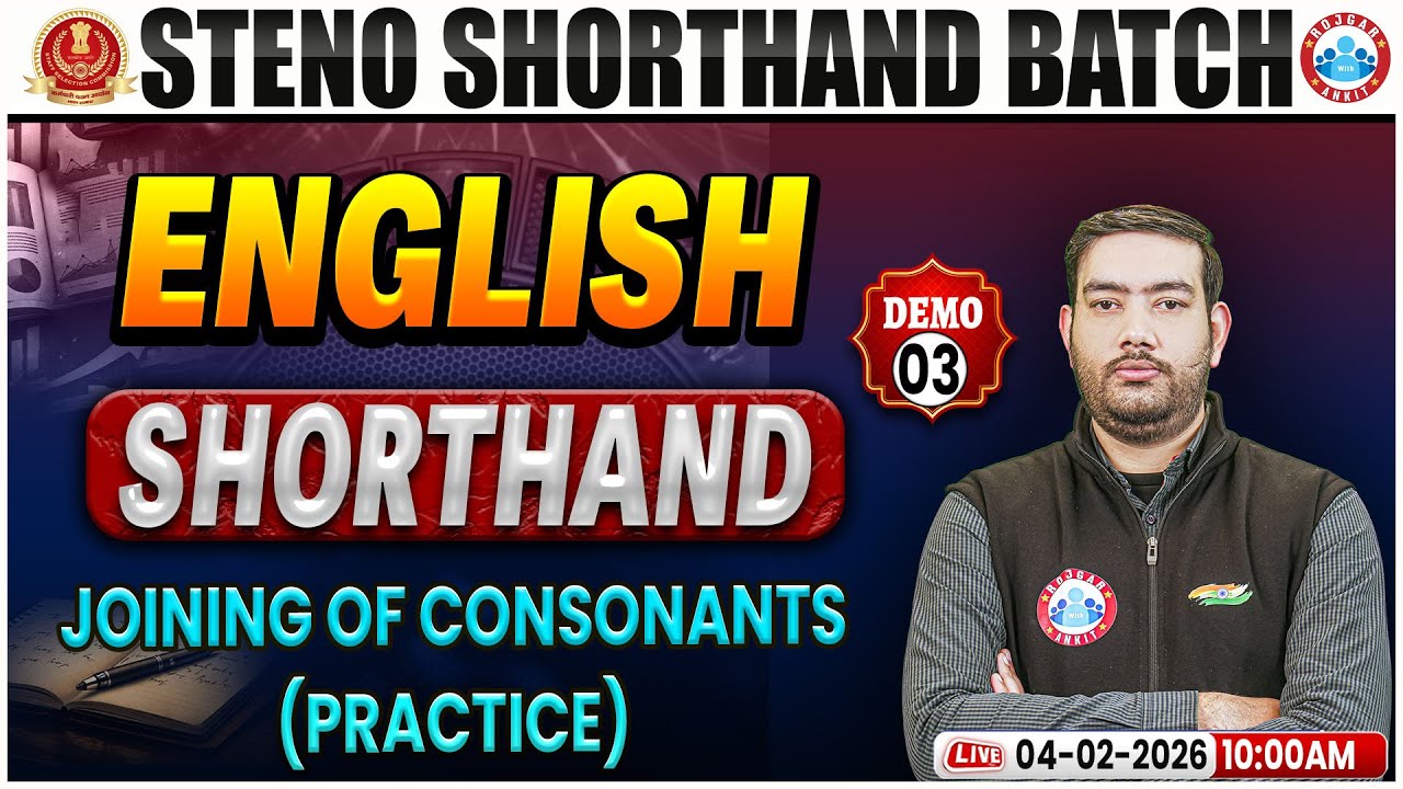 SSC Stenographer 2026 | English Shorthand | Joining of Consonants | Shorthand Demo 03 | Vishal Sir