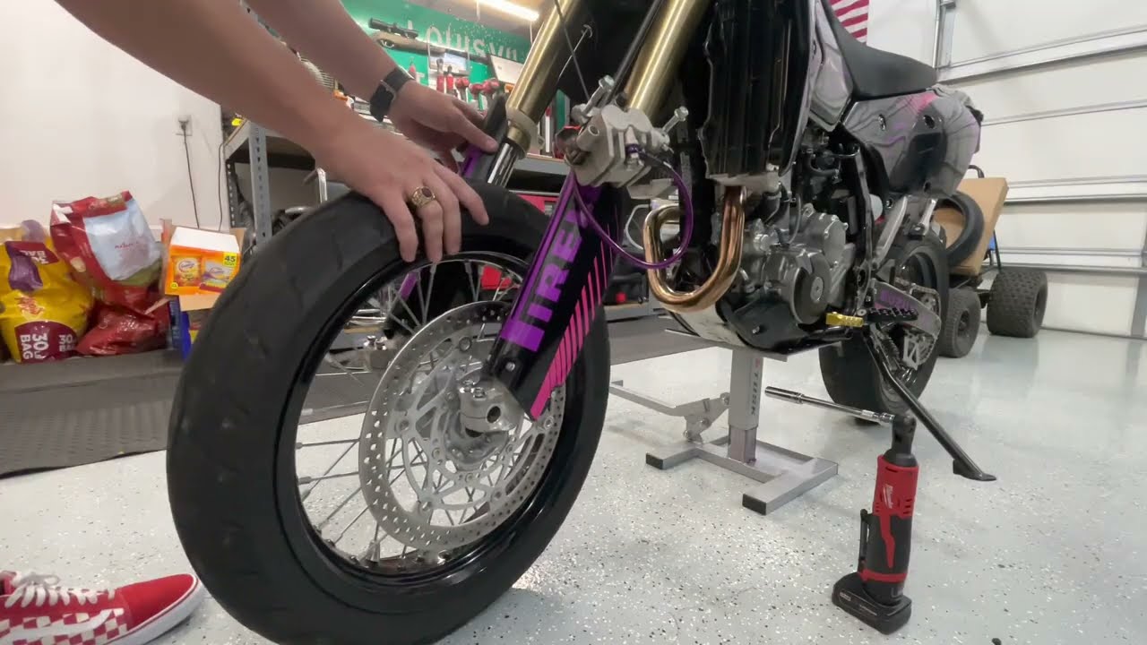 Removing Wheels And Tires DRZ400SM! (And New Pirelli Tires)