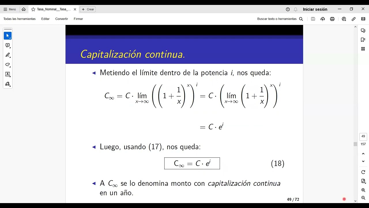 Matemática Financiera 40. Capitalización continua