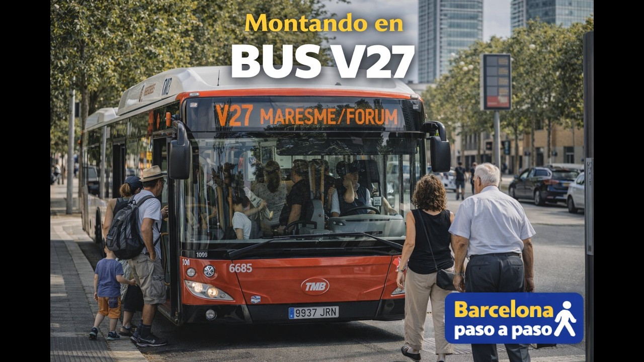 Bus V 27 | Paseo en 4K por Barcelona | Walking Tour in Barcelona