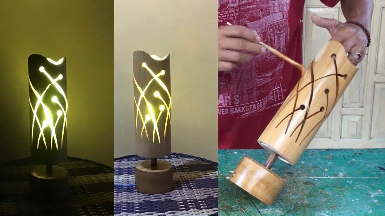 DIY Lampu Meja,Lampu Modern Bahan dari Bambu ~ Kerajinan dari Bambu