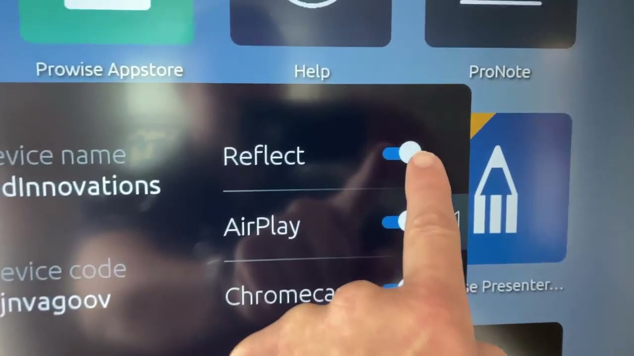 Prowise Touchscreen Prowise Central turn casting services on and off