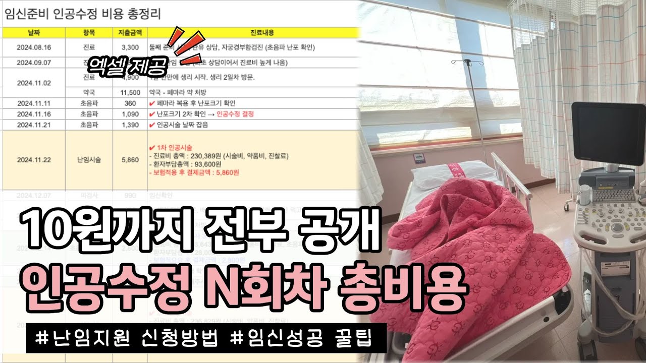 난임부부 인공수정 리얼후기 l 임신준비부터 성공까지 비용 총정리 l 난임부부 시술비 지원 신청방법 l 지출내역 엑셀 제공 💌