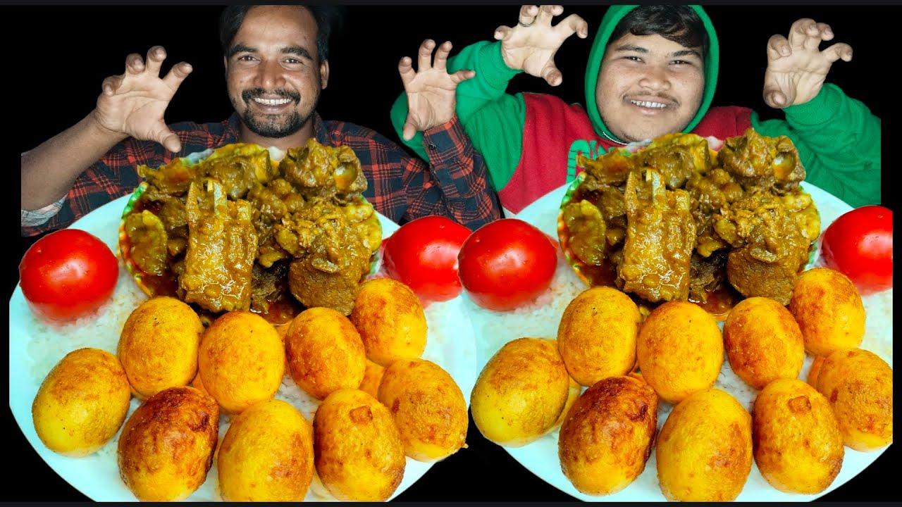 Spicy Mutton Curry With Egg Fry & Rice Eating Challenge | AHFOODCHALLENGE |Eating Competition#foryou