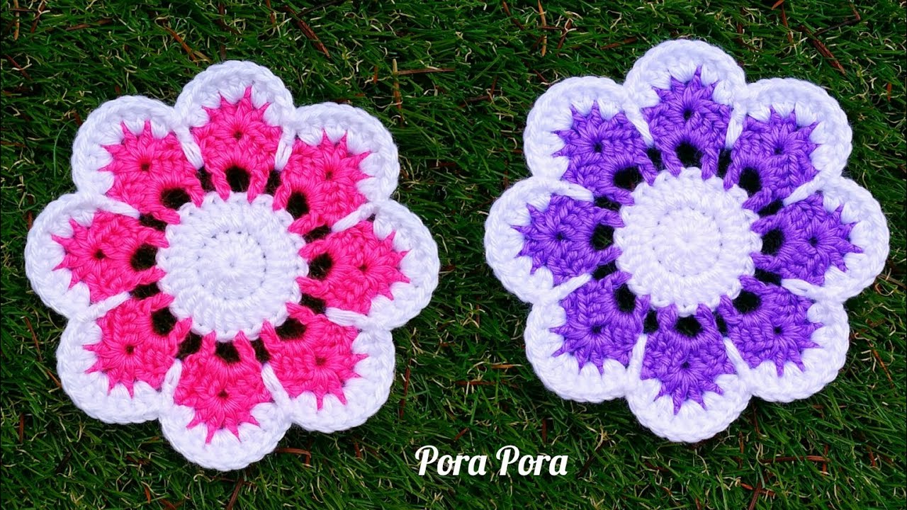 Crochet Flower Coaster I Crochet Large Flower I Crochet 8 Petals Flower