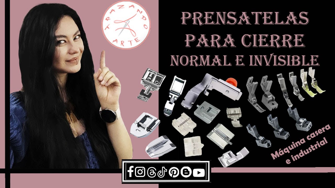 Clase #1.11 Pies Prensatelas para cierre normal e invisible, máquina casera e industrial