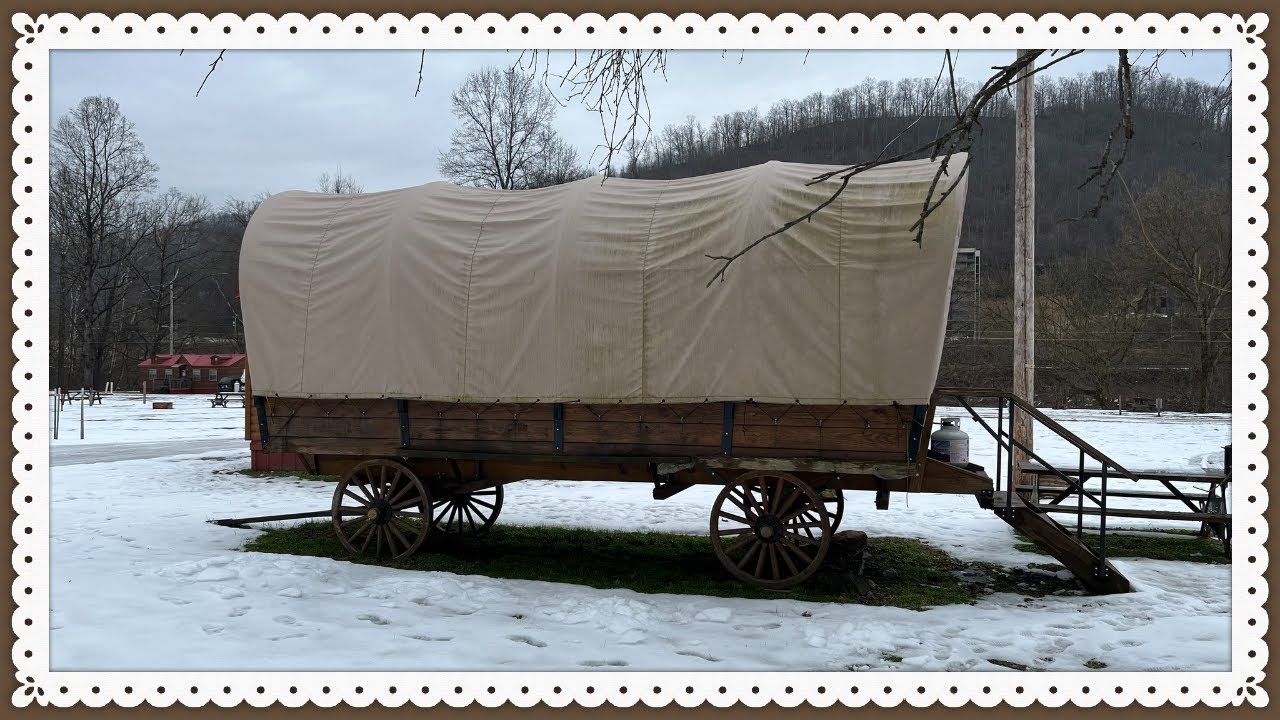 Snowy Night in a Covered Wagon-McCarr Kentucky-SXS Fire Pit