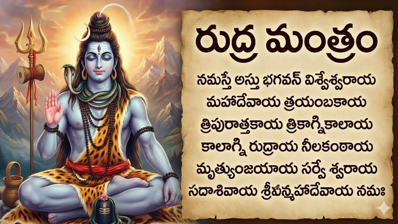 శివ రుద్ర మంత్రం | 21 times | Shiva Rudra Mantra Telugu | Powerful Chant for Peace & Protection