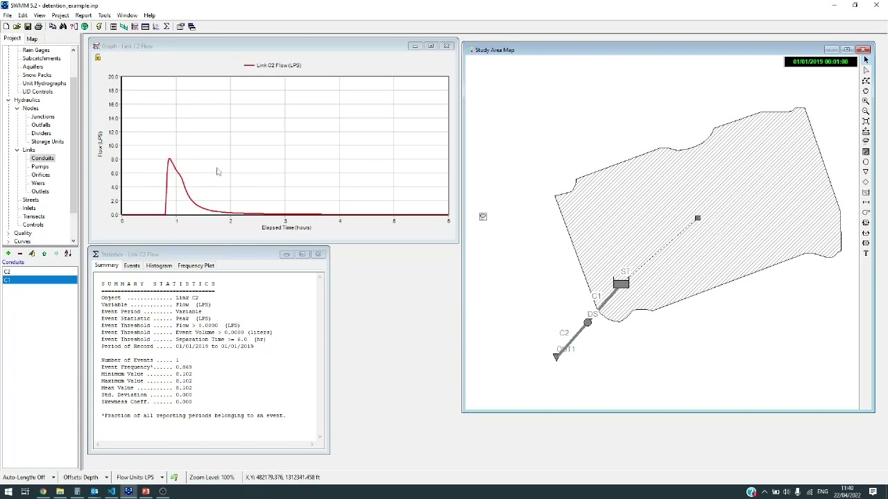 How to design a detention reservoir with SWMM