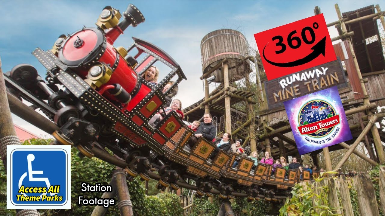 Runaway mine train 360 VR Alton Towers, off ride 360 footage from the station