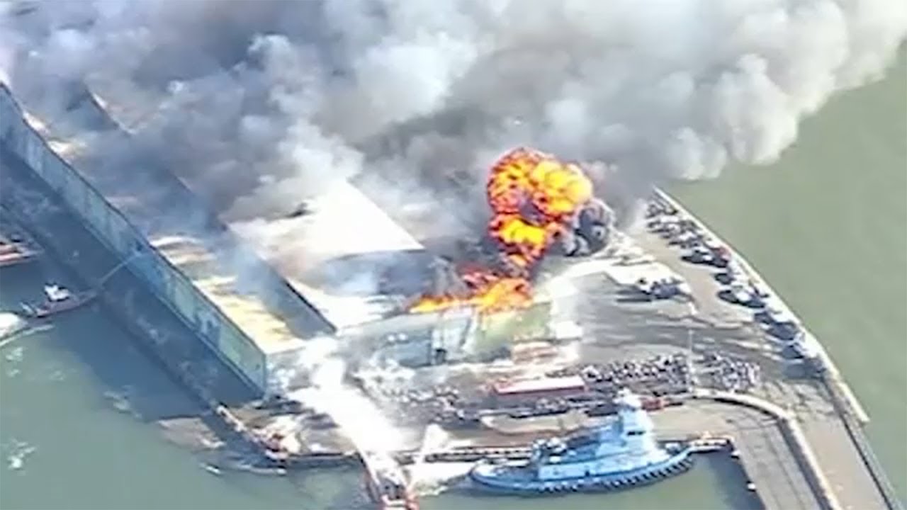 8 hurt as massive fire destroys NYPD evidence warehouse