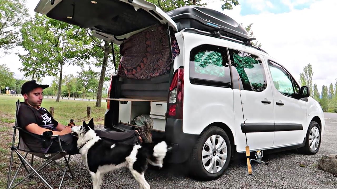 SOLO CAMPING y pesca con mi perro.| ASMR | MINI CAMPER | FISHING | RELAJANTE