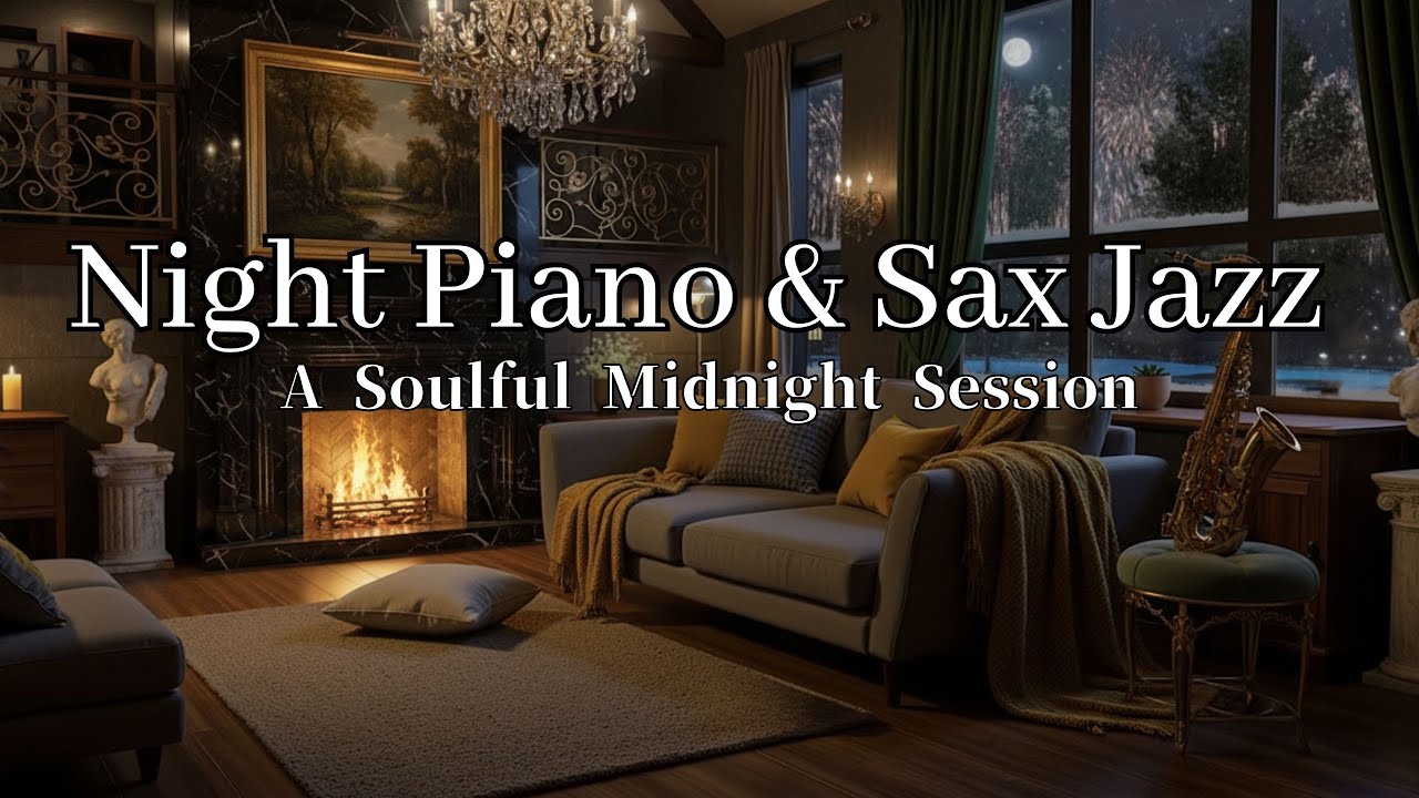 Night Piano & Sax Jazz — A Soulful Session by the Firelight