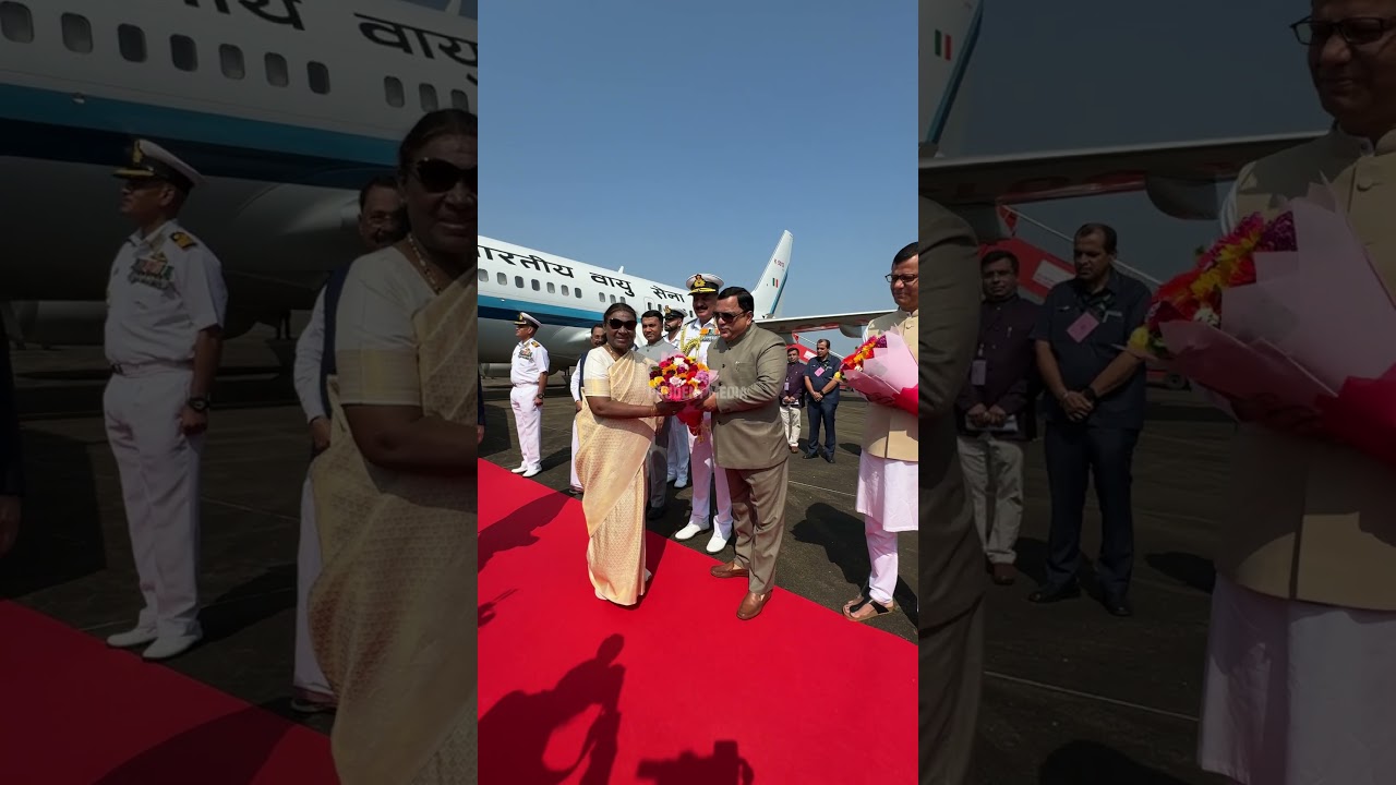 President Of India Droupadi Murmu Arrives At INS Hansa