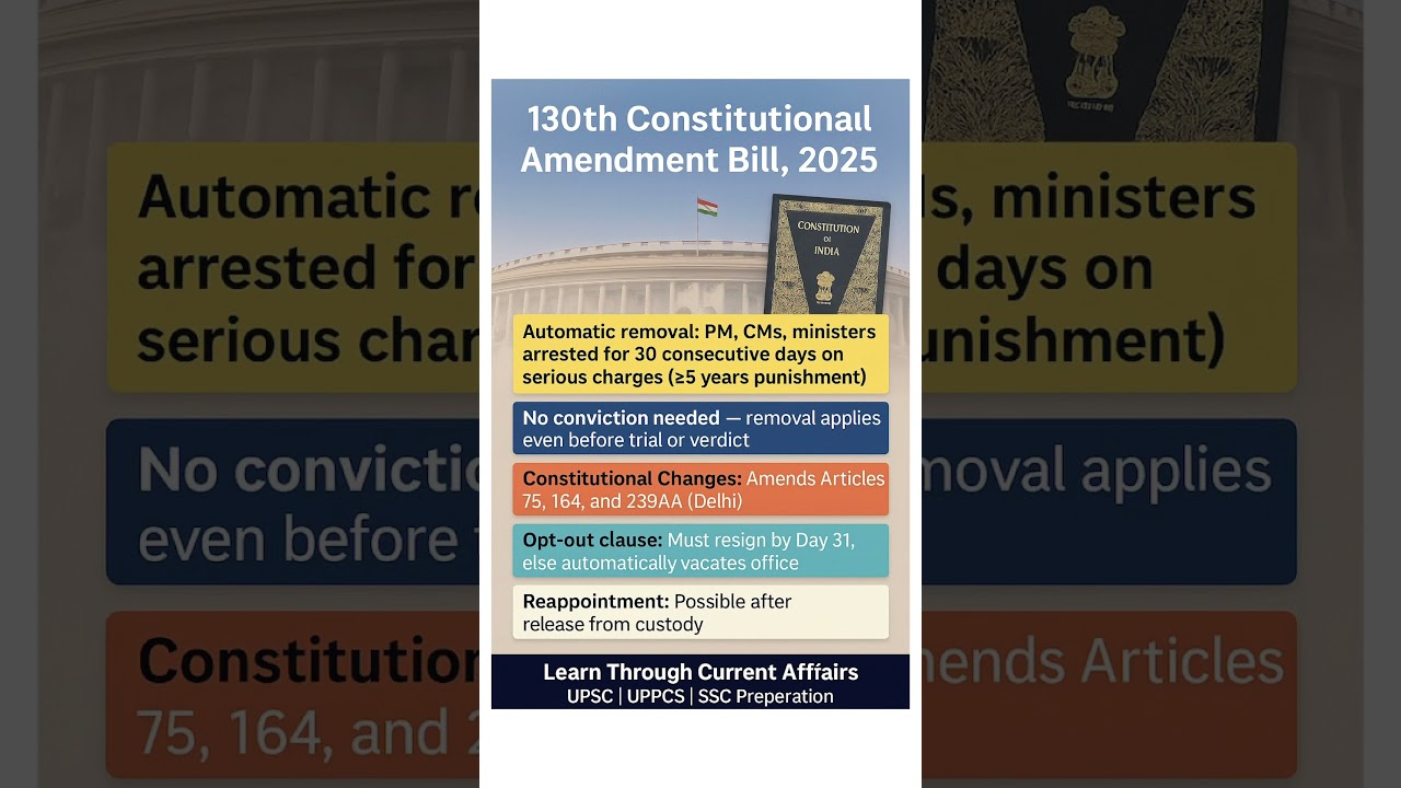 &ldquo;PM/CM Removed if in Jail for 30 Days? India&rsquo;s 130th Amendment Explained!&rdquo;