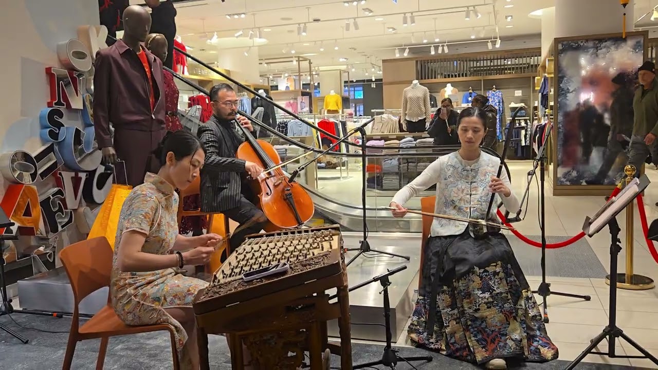 Lunar New Year live music performance at Simons Eaton Centre (2) #cello #erhu #yangqin 