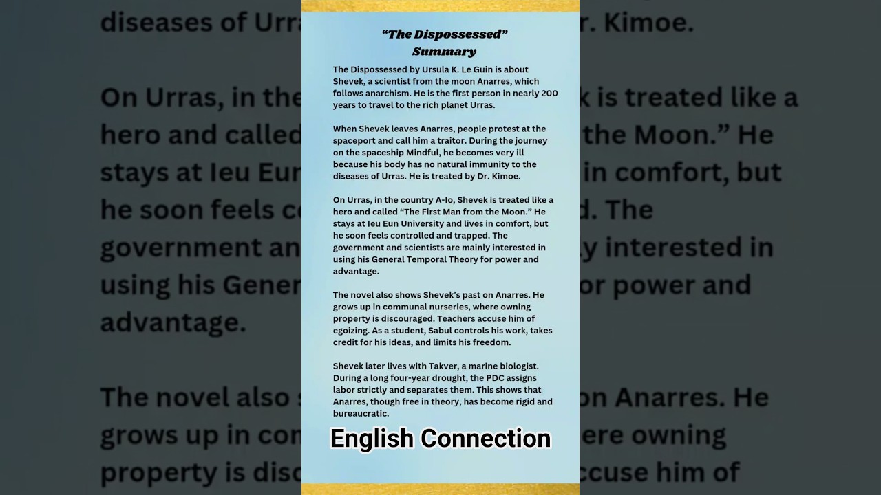 "The Dispossessed by Ursula K. Le Guin – Easy Story Summary in Seconds" 