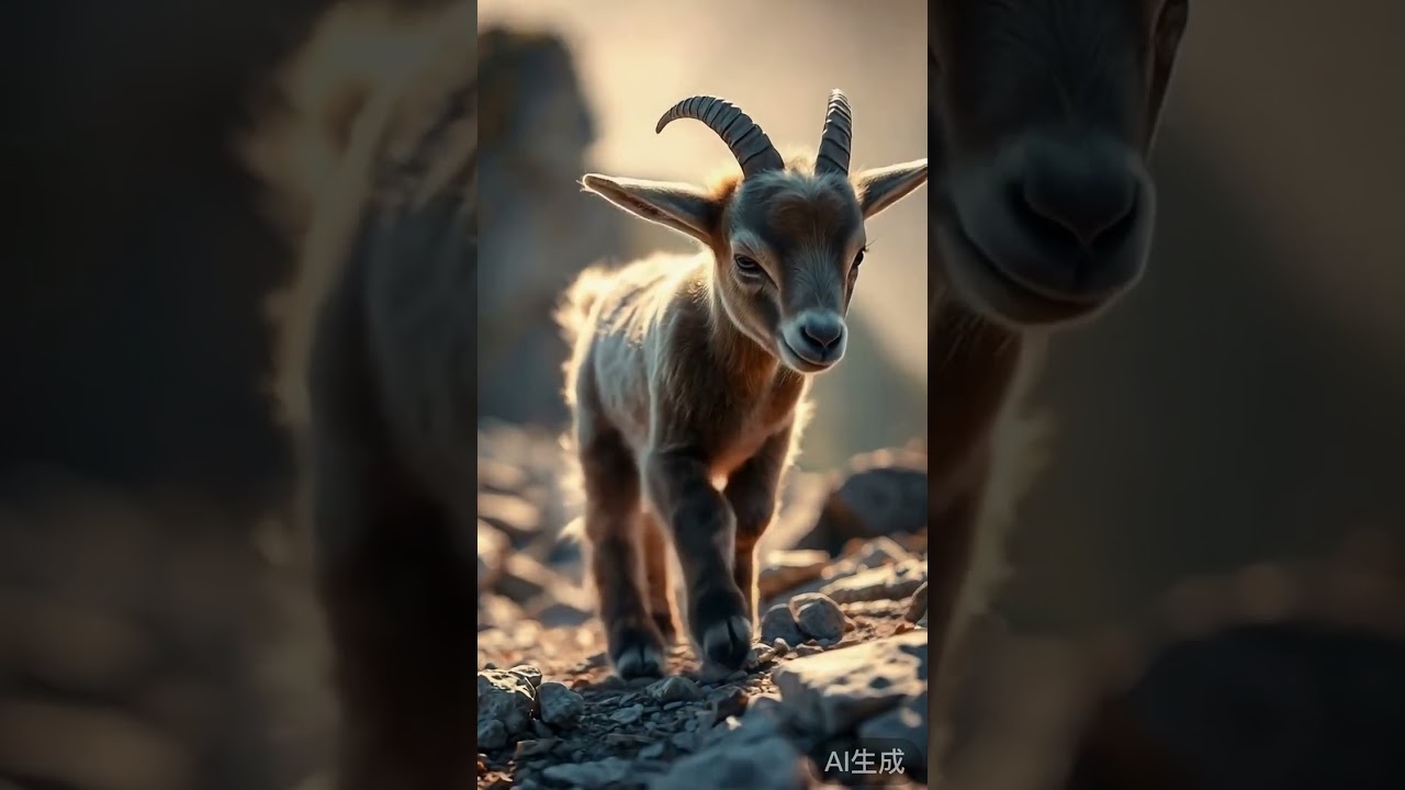 Baby Mountain Goat Kid Navigates Rocky Highlands | Realistic Wildlife Moment