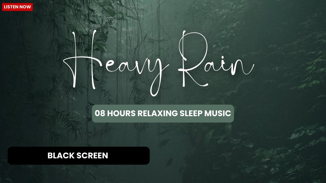 Heavy Rain Sounds for Sleeping 🌧 08 Hours | No Thunder | Black Screen