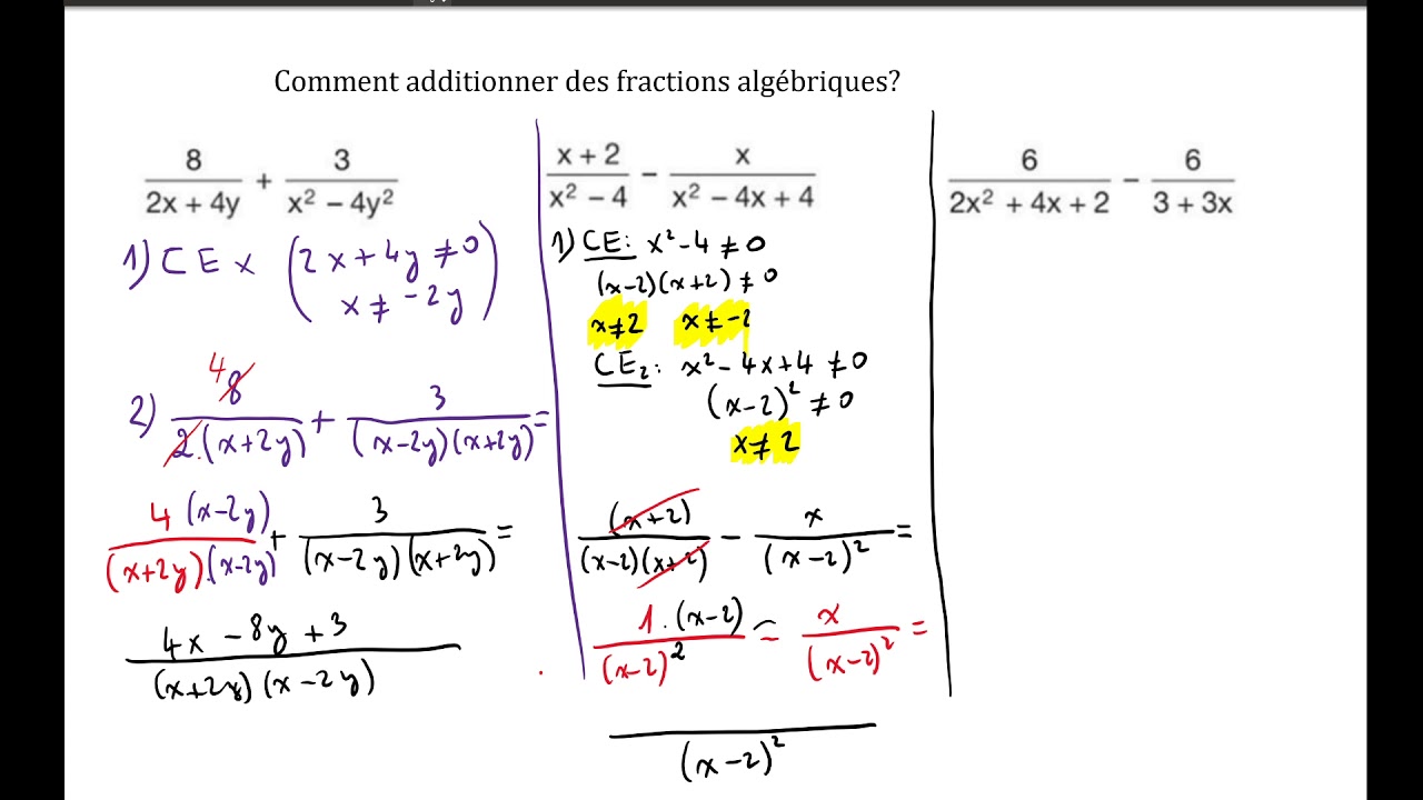 3G Fractions algébriques (somme et équations)