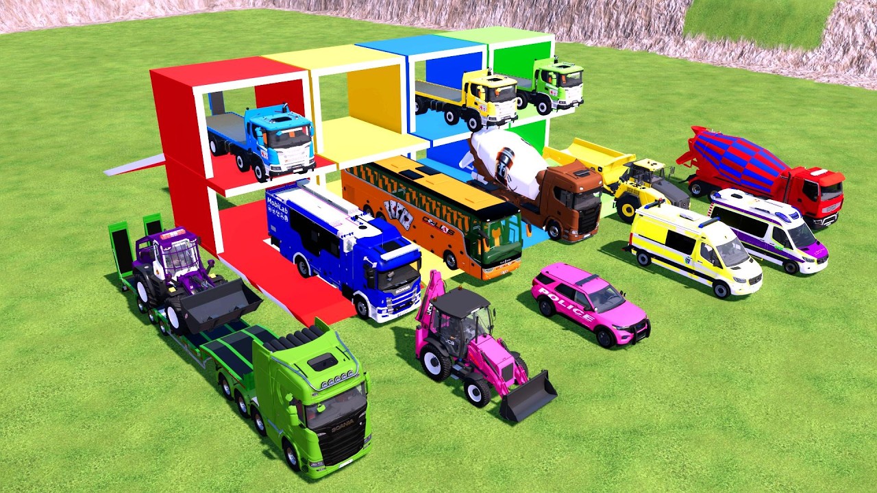 Transporting Dump Truck, Cement Mixer, Tractor Dump Tipper & Fire Rescue – FS22