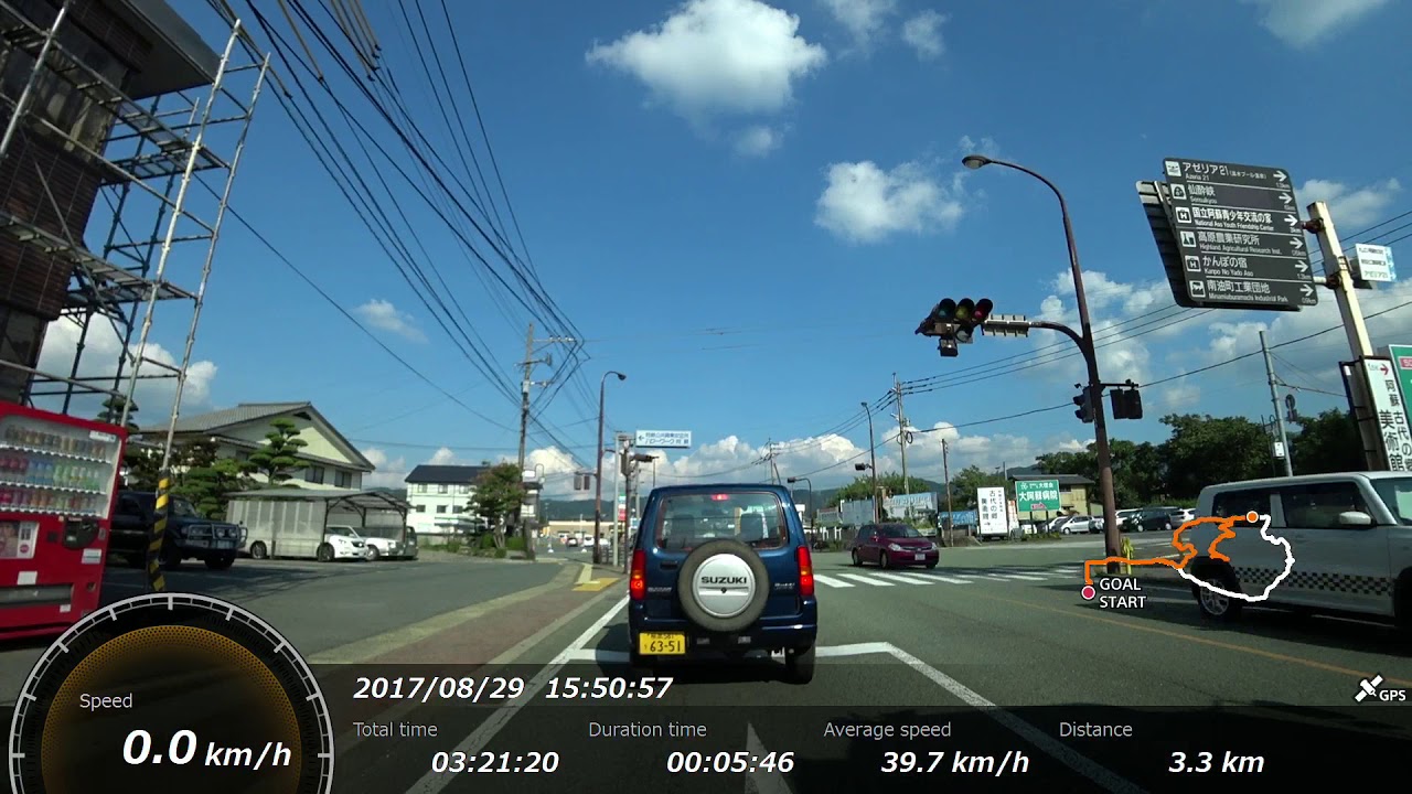 16倍速熊本空港から長陽大橋ルートで阿蘇山上20170829