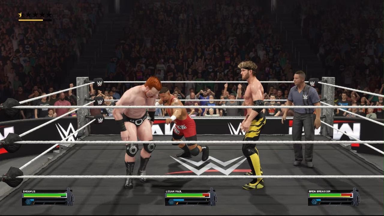 WWE 2K25_shemus vs bron breaker vs logan Paul