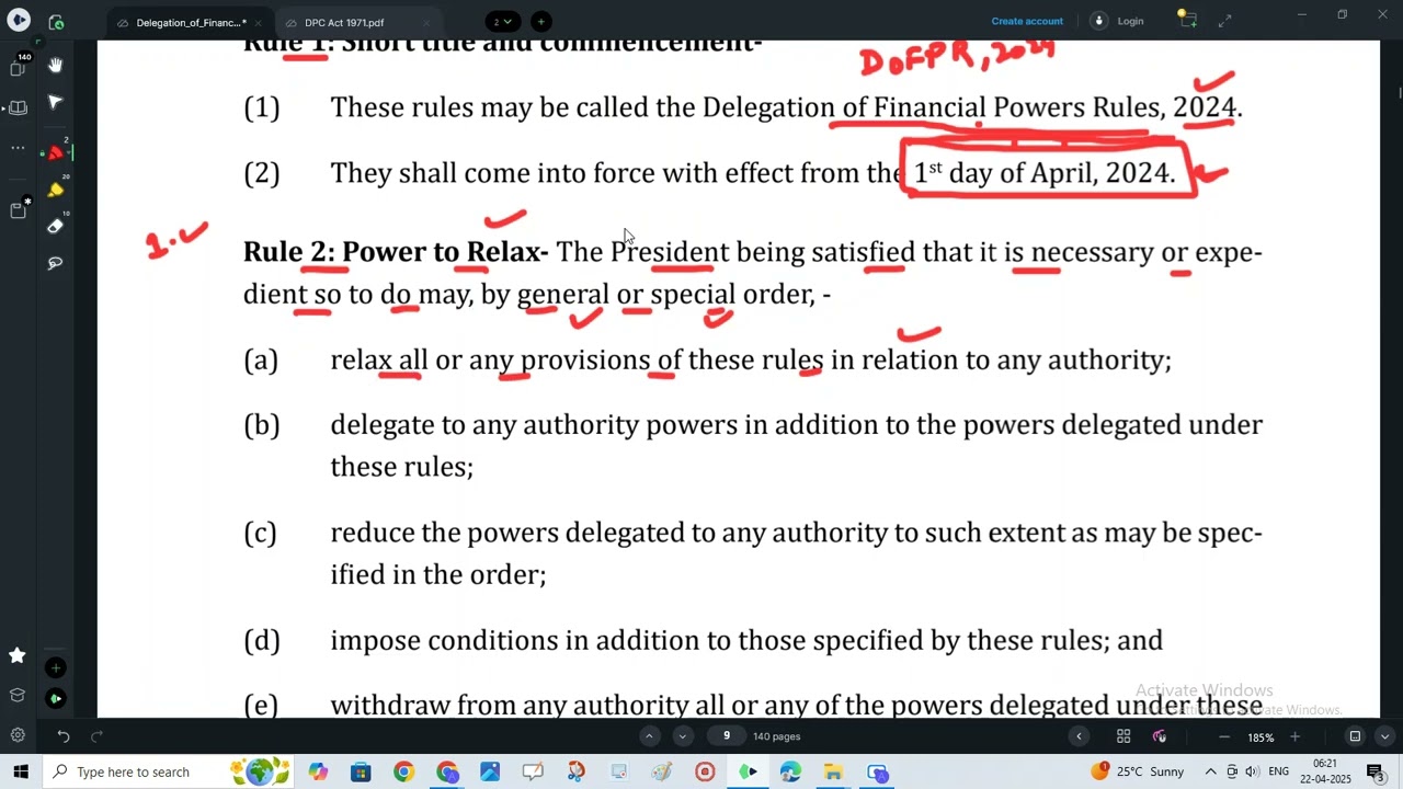 Delegation of Financial Power Rule 2024 Rule 1 to 10