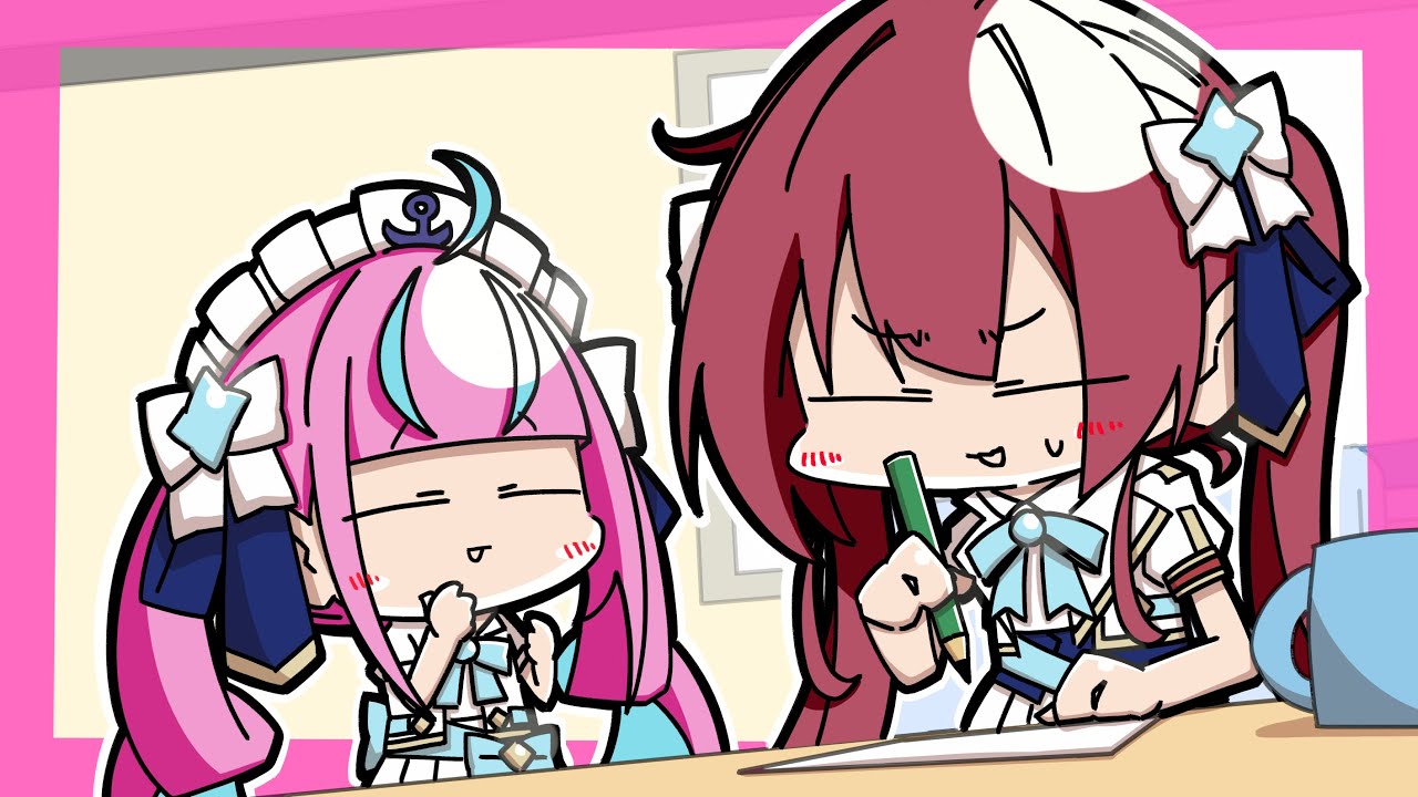 Aqua had her portrait drawn by members at the Fes.【Animated Hololive/Eng sub】【Aqua/Marine/Okayu】