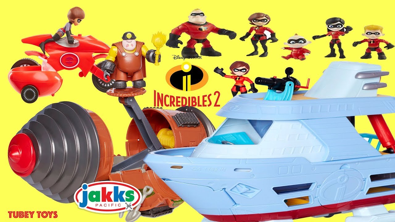 Incredibles 2 Toys Huge Haul Poseable Action Figures Villains Tunneler Hydroliner Playsets Review