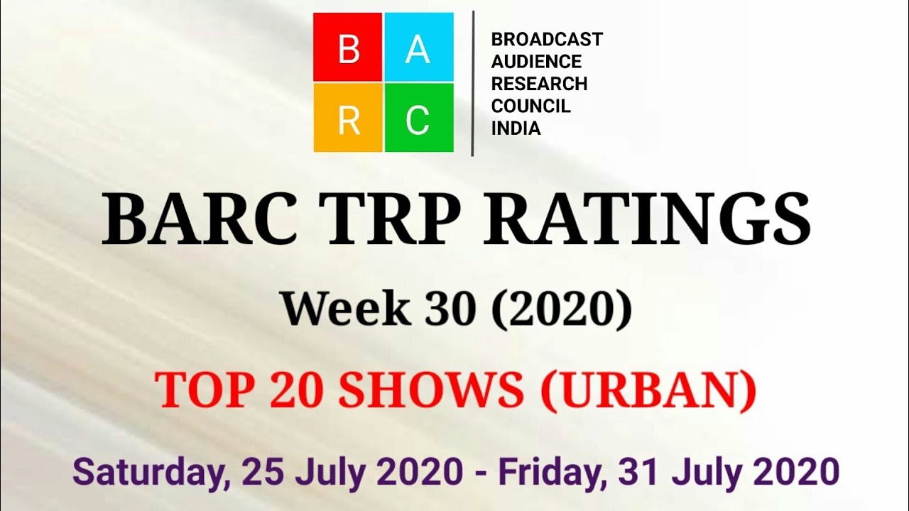 BARC TRP Ratings Week 30 (2020) : TOP 20 Shows (Urban)