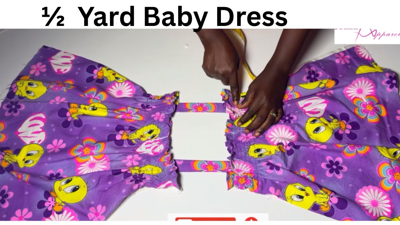 Beginner Friendly Baby Dress Tutorial | Less Than ½ Yard Fabric (No Pattern)-1 year