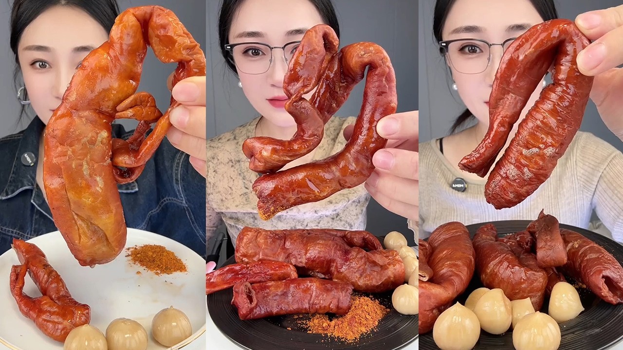 【Yummy】Grilled pork intestines🐖🧄#mukbang#asmr