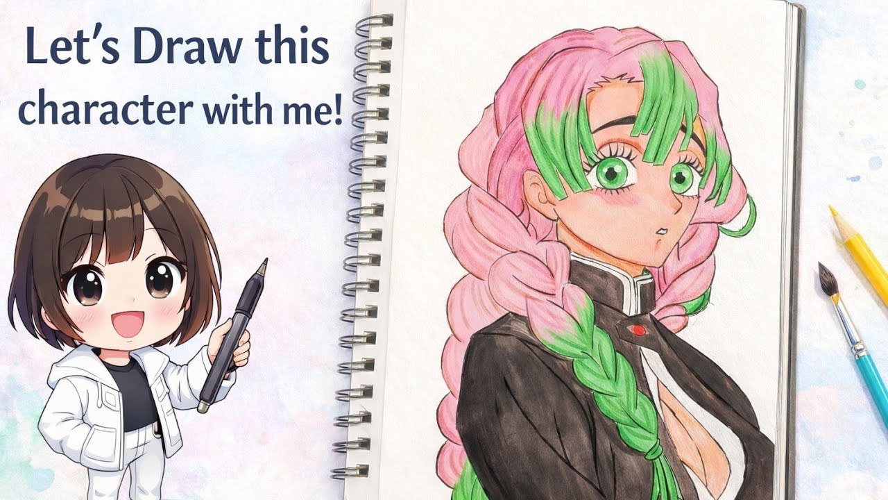 Step by Step Anime Drawing | Mitsuri Inspired Art | Demon Slayer 