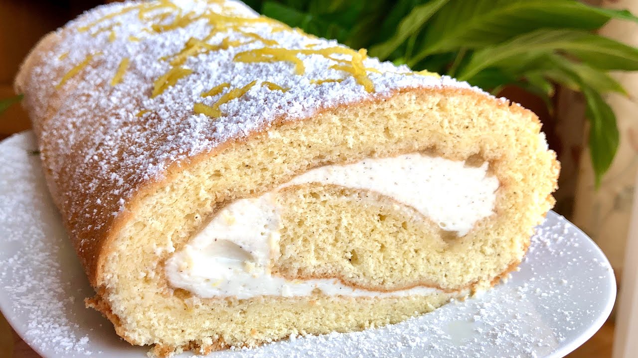 Biskuitrolle mit Quark-Zitronencreme