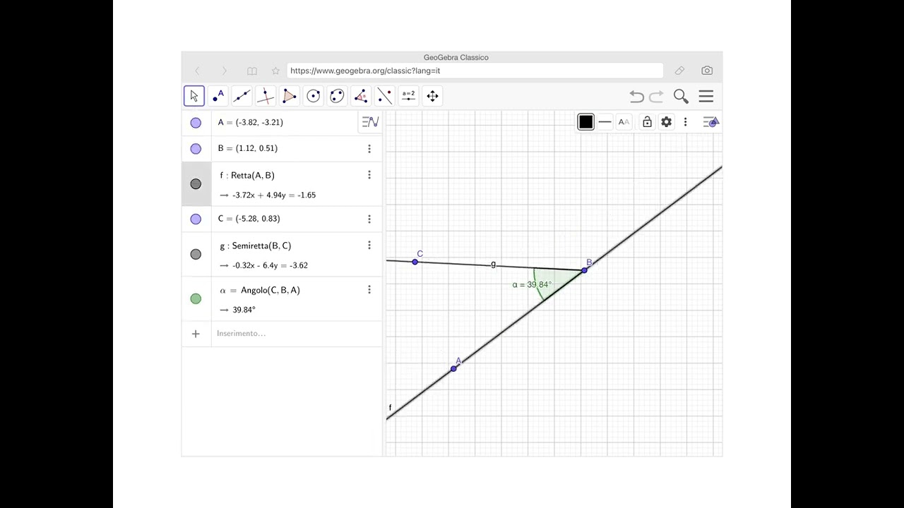 Angoli adiacenti e opposti al vertice in GeoGebra
