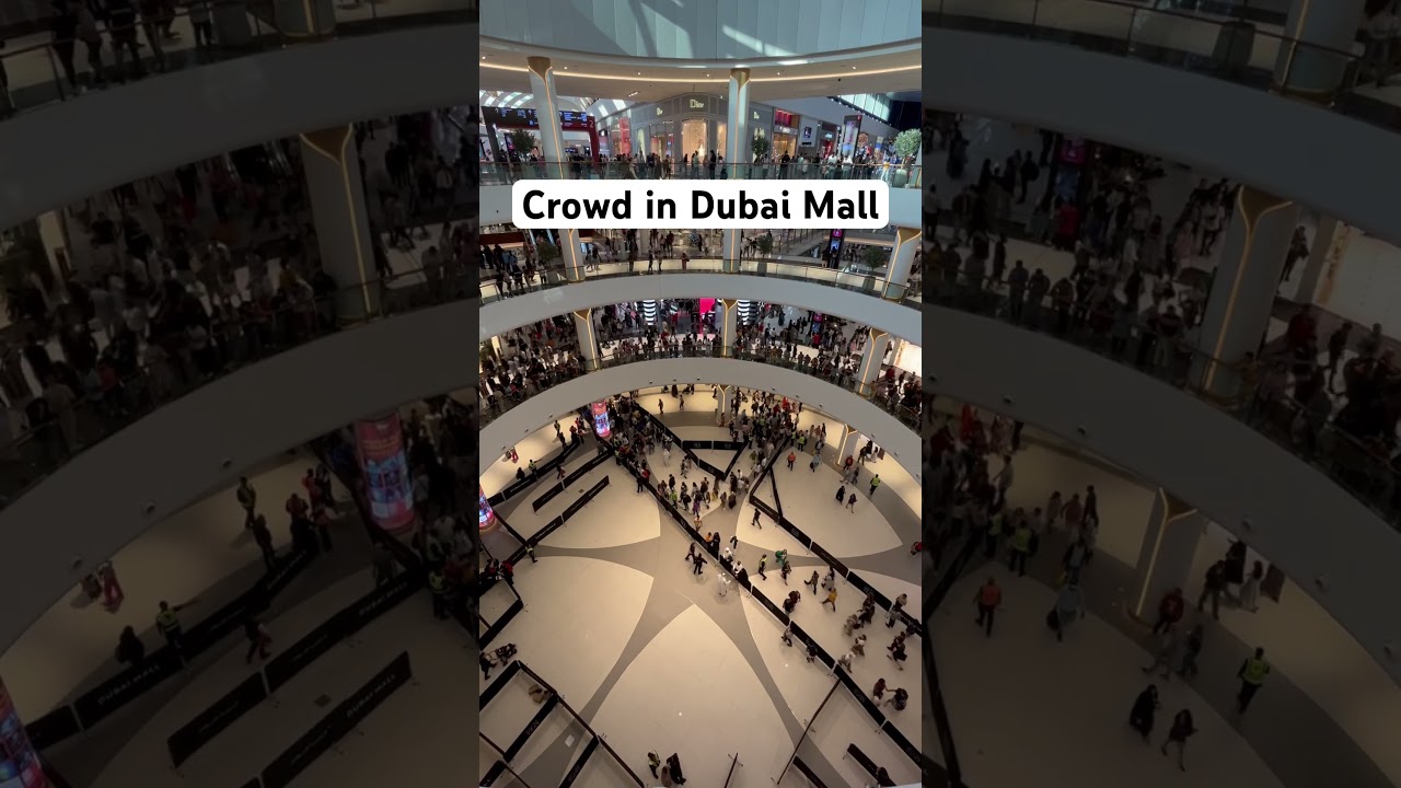 Crowd in Dubai mall. Biggest mall in Dubai. Original sound 