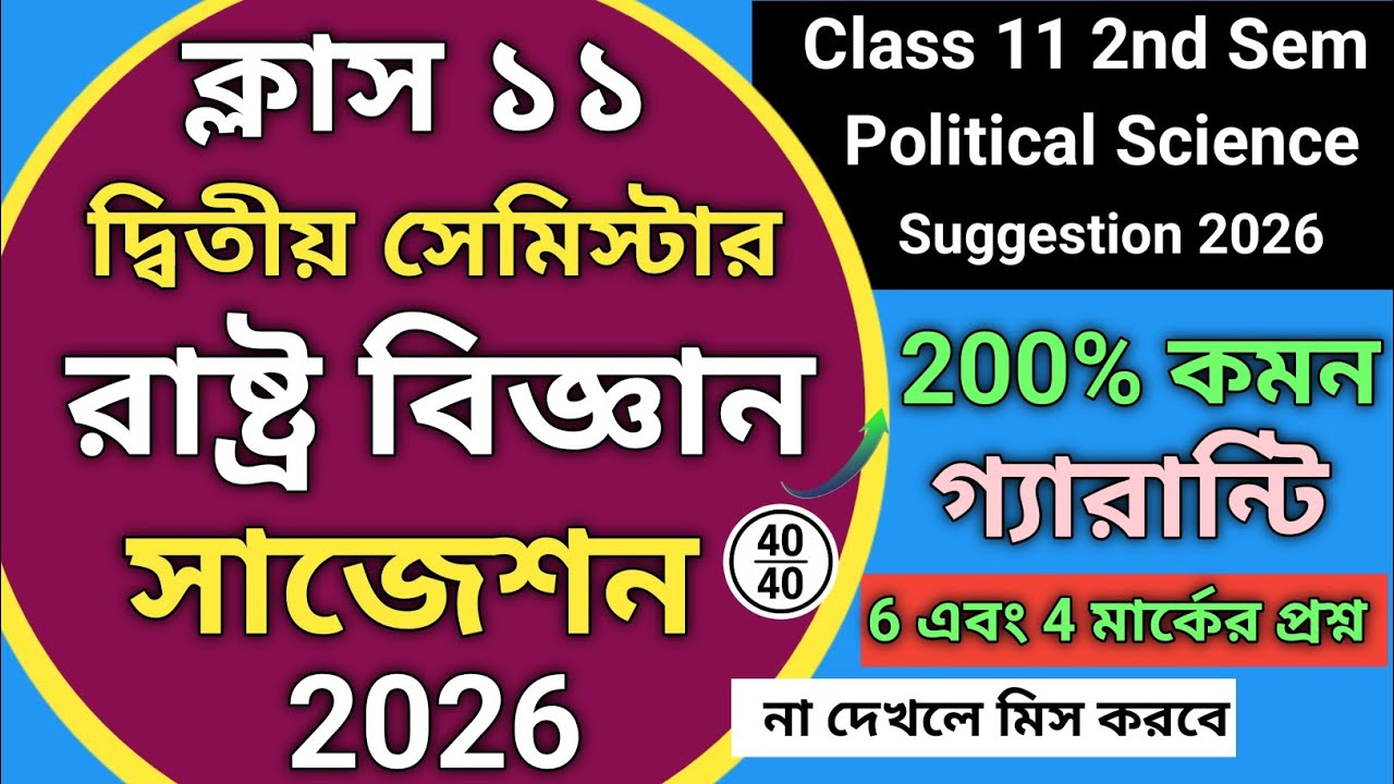 Class 11 Semester 2 Political Science Suggestion 2026/Class 11 2nd sem political science suggestion