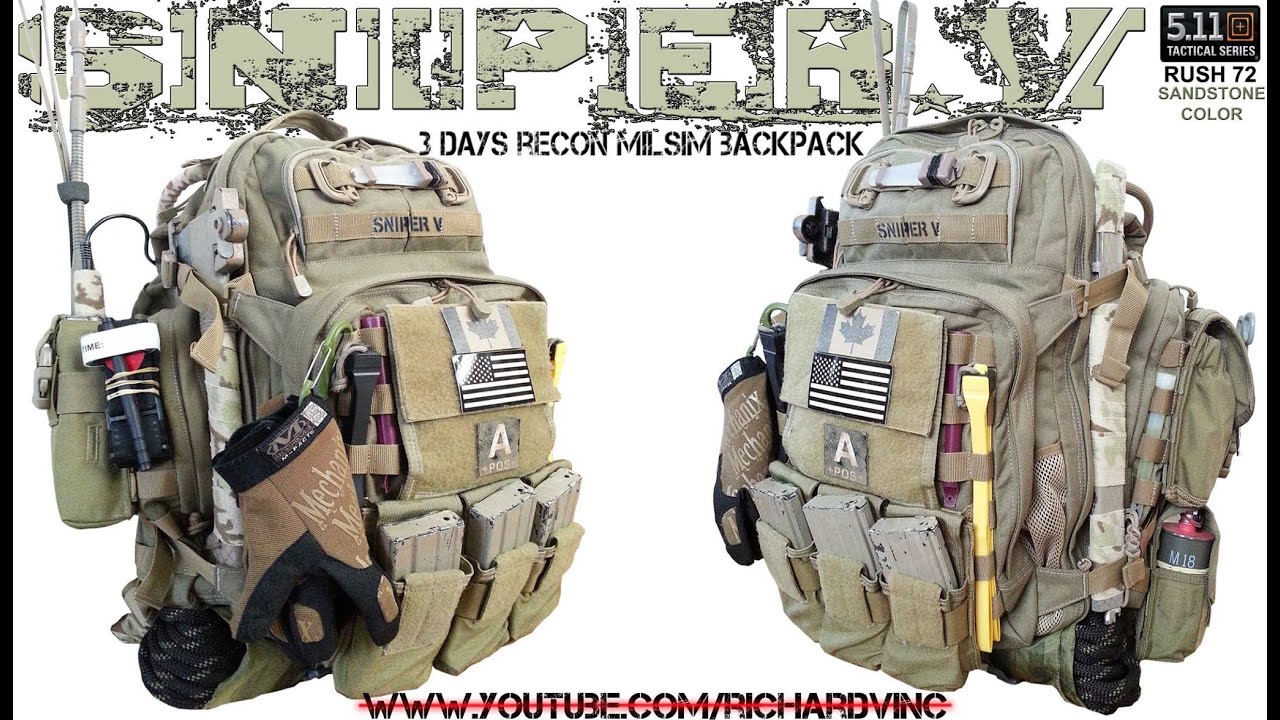 MY 5.11 RUSH 72 MILSIM RECON/BUSHCRAFT 3-DAY PACK -SNIPER.V
