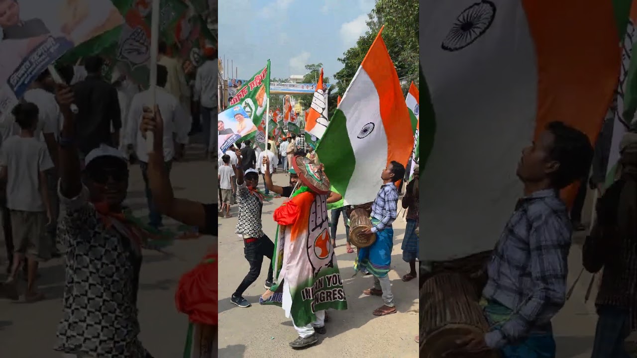 तिरंगा लेकर नाचते लोग 🇮🇳