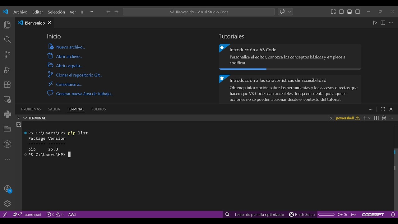 Desinstalar paquetes en Visual Studio Code de Python.