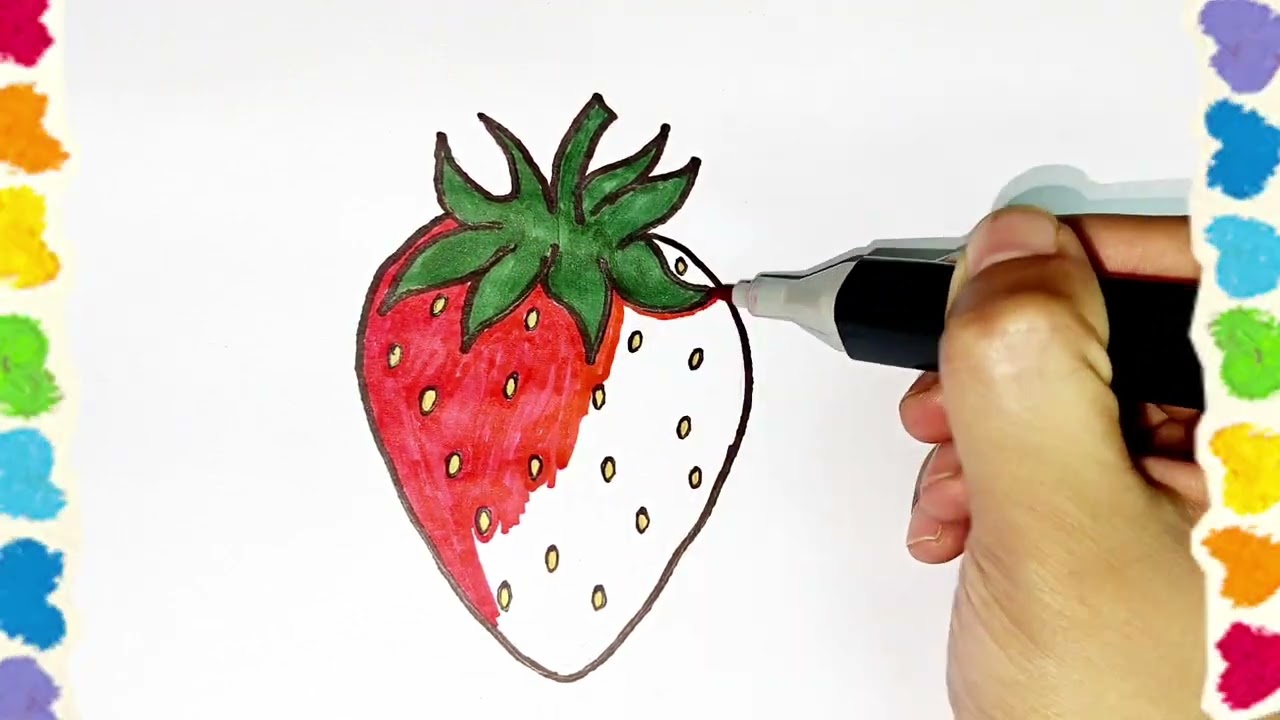 Easy Strawberry Drawing for Kids 🍓 | Simple Step by Step Drawing|SvArtube 