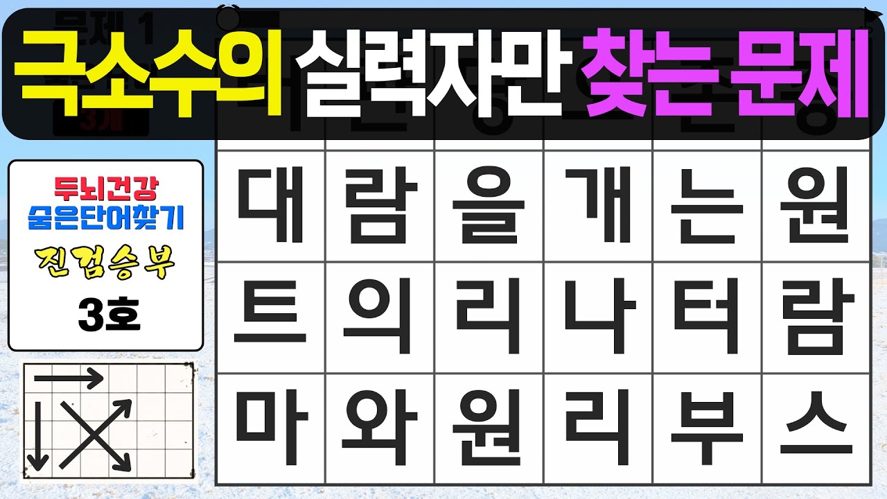 극소수의 실력자만 찾는 이 문제 - 숨은단어찾기,치매예방퀴즈,치매예방,치매테스트,단어퀴즈,치매예방활동, 진검승부