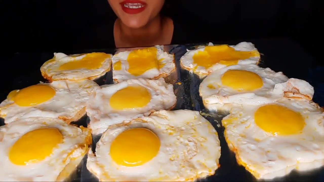 Eating lots of sunny side up egg poach food asmr mukbang show Big bites 